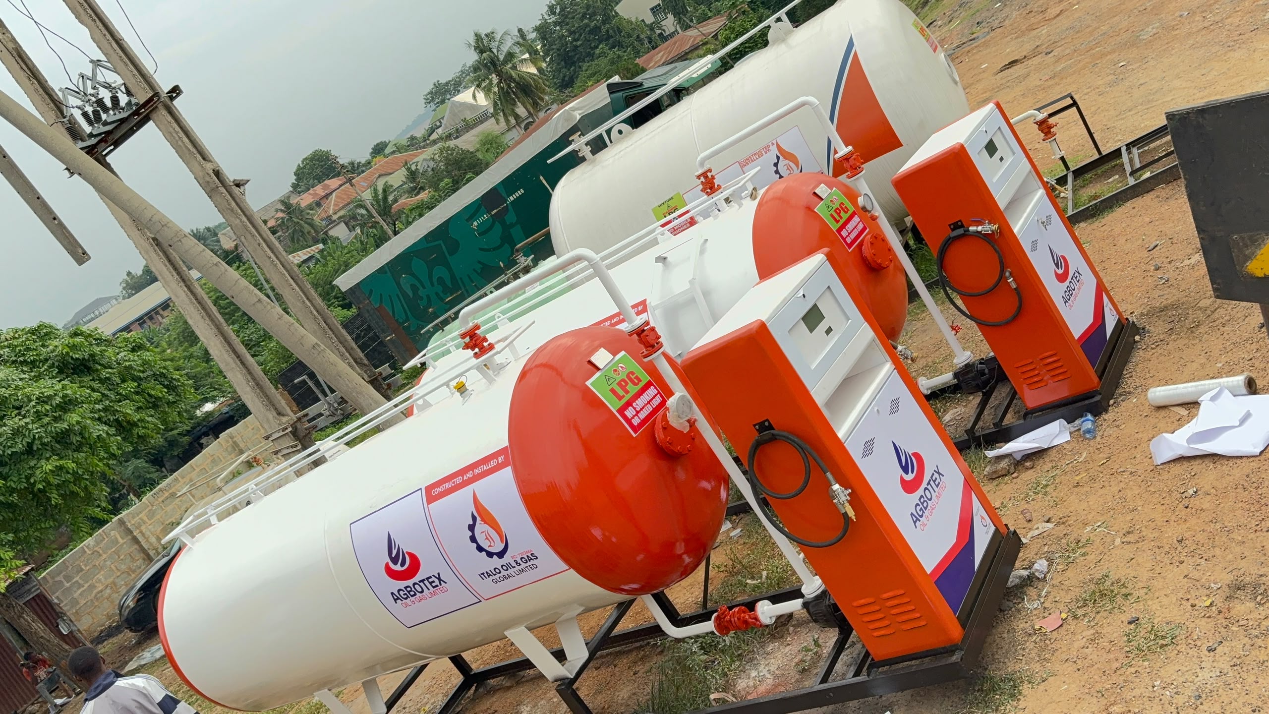 Italo Oil and Gas engineer installing an LPG cylinder system in Nigeria